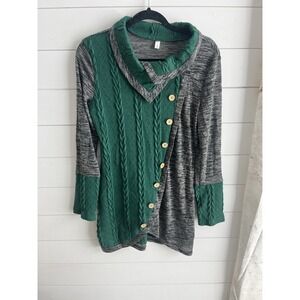 Dressfo Women's Top Green Cableknit Size‎ Large 0454
